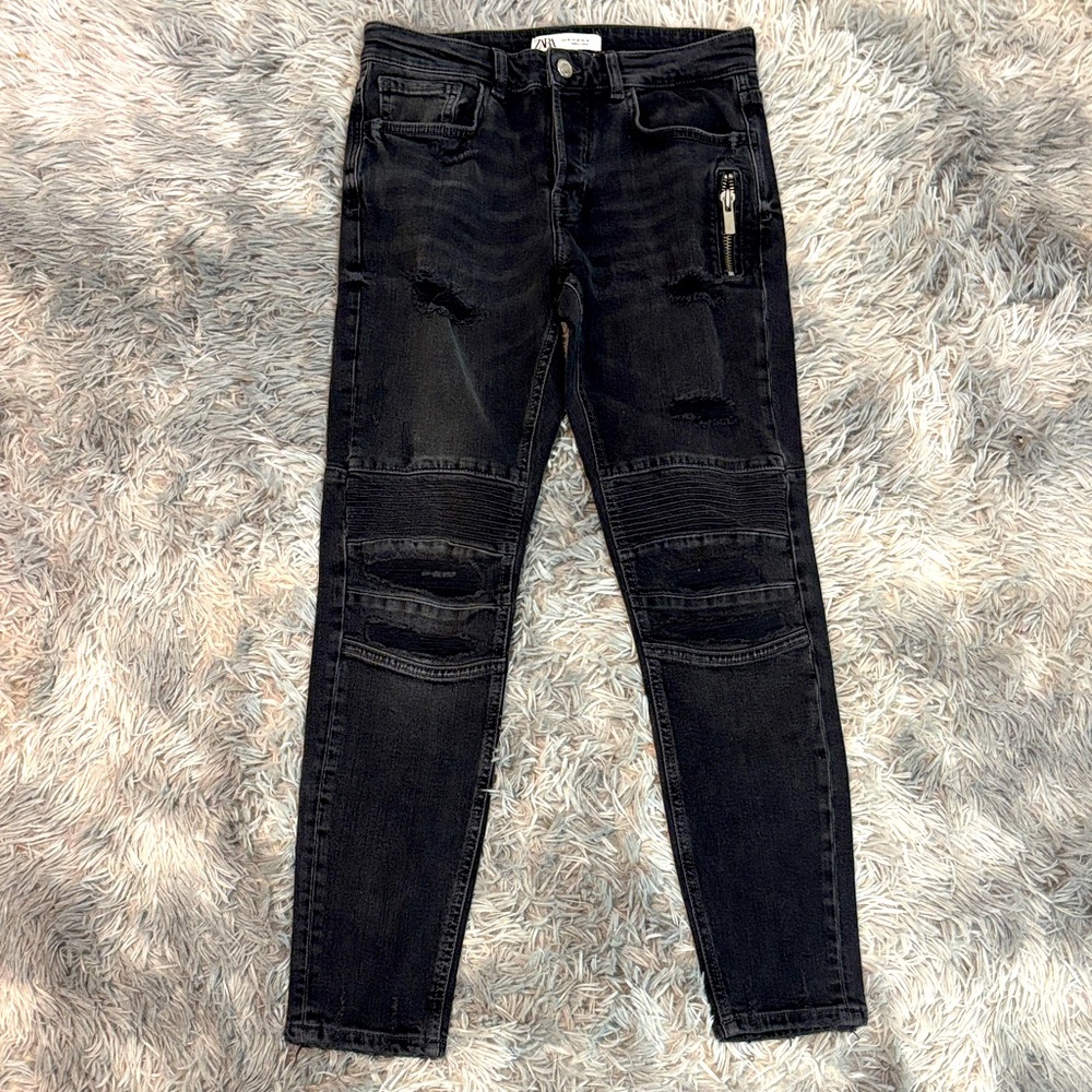 Zara Men’s Size 30 Charcoal Distressed Denim